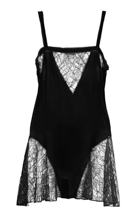Chloé Lace-trimmed Silk Charmeuse Mini Dress In Black | ModeSens