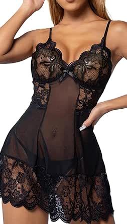 SHBVMPO Women Lingerie Set Lace Mesh Babydoll Chemise Halter Sexy Lingerie Perfect For Special