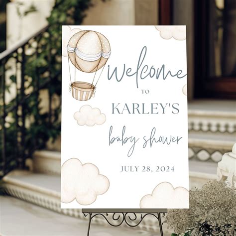Hot Air Balloon Baby Shower Welcome Sign Gender Neutral Baby Shower
