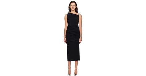 Helmut Lang Black Twisted Midi Dress Lyst