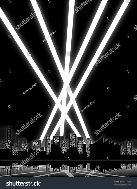 City Lights Search Lights Shooting Into Stock Vector 48517699