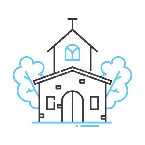 Catholic Church Line Icon Outline Symbol Vector Illustration Concept