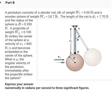 Solved Part B A Pendulum Consists Of A Slender Rod Ab Of Chegg