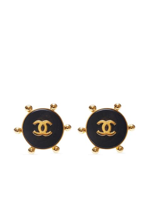 CHANEL Pre Owned 1990 CC Mark Earrings Gold FARFETCH