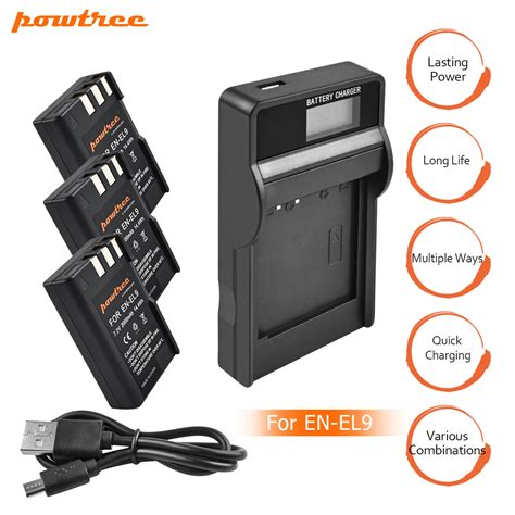 3X EN EL9 EN EL9 ENEL9 Rechargeable Camera Battery+Battery LCD Charger ...