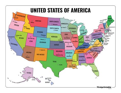 printable  maps blank  state names  capitals