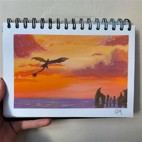 train  dragon painting   gouache httyd
