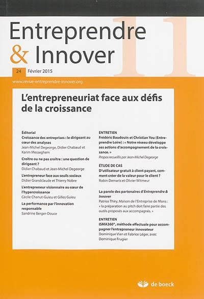 Livre L entrepreneuriat face aux défis de la croissance Entreprendre