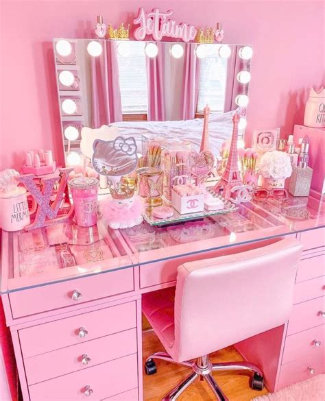 pink vanity girly makeup room inspo barbie room makeup rooms pink