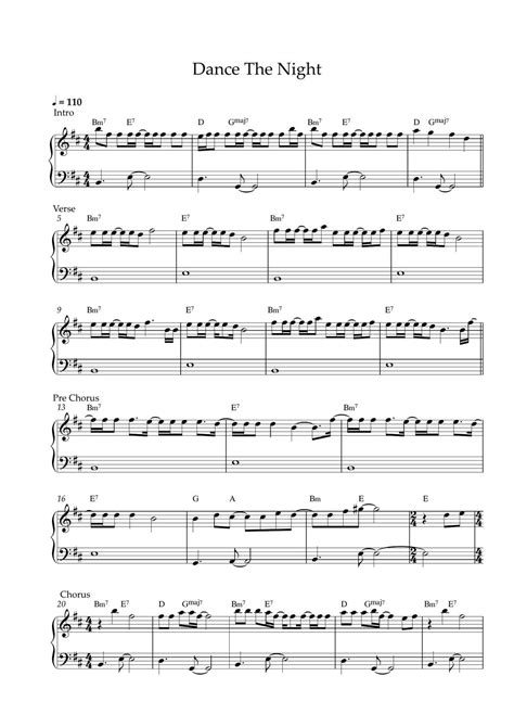 Dua Lipa Dance The Night Easy Piano Sheet 樂譜 By Pianella Piano