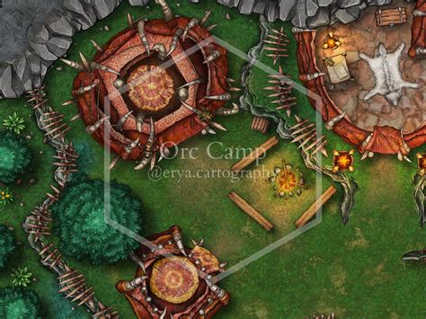 Orc Camp Battle Map K K Dnd Map Dungeons And Dragons Roll