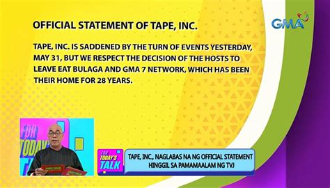 Kapuso United On Twitter JUST IN Ang STATEMENT Ng TAPE Inc Hinggil