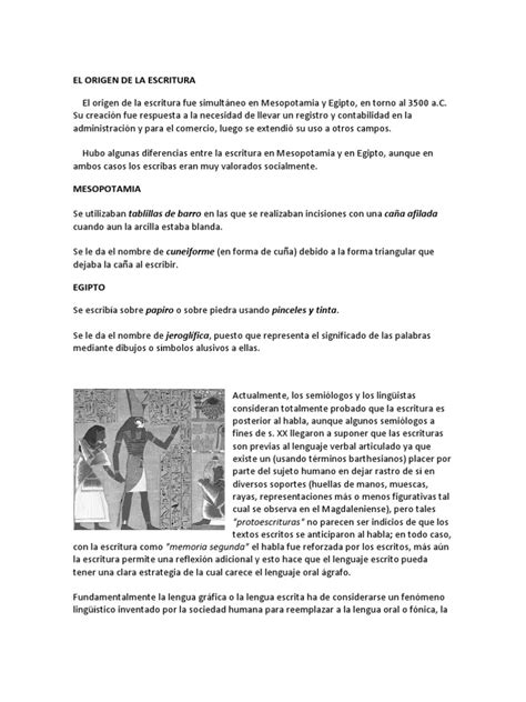 El Origen De La Escritura Pdf Escritura Science