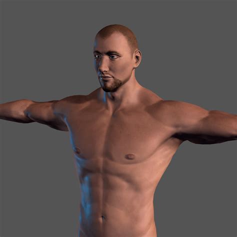 3D File Animated Naked Man Rigged 3d Game Character Low Poly 3D Model