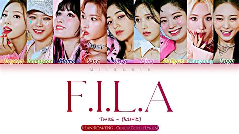 Twice 트와이스 F I L A Fall In Love Again Han Rom Eng Color Coded