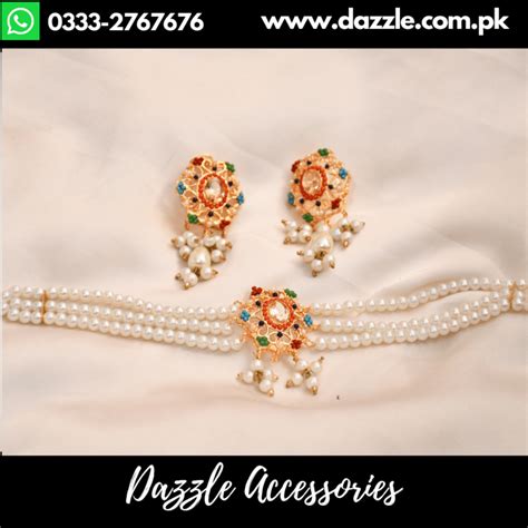 NavRatan Pearl Choker Set Dazzle Accessories