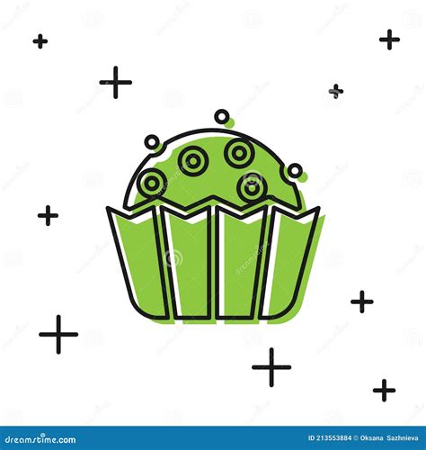 Icono De Cupcake Negro Aislado Sobre Fondo Blanco Vector Ilustración