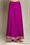 Buy Purple Dupion Silk Embroidery Zardozi Notched Kurta Palazzo Set For