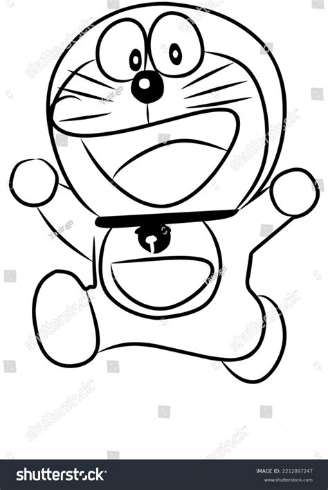 Line Art Doraemon Happy Smile Stock Illustration 2212897247 Shutterstock
