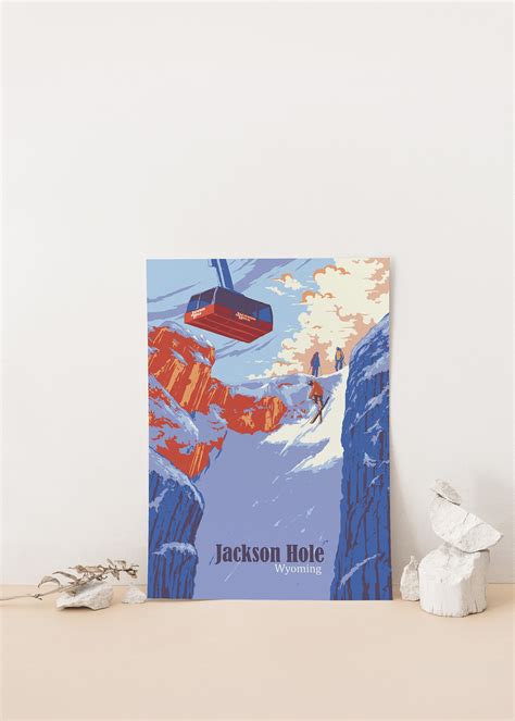 Jackson Hole Skiing Poster Ski Resort Print Wyoming Grand - Etsy UK