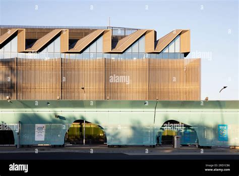 A modern bus station at the university revealing contemporary design Stock Photo - Alamy