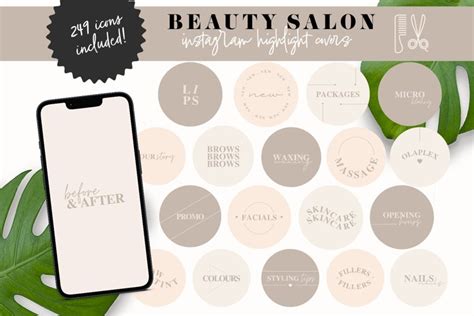 Peach Beauty Salon Instagram Icons Canva Editable