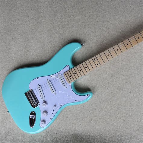 Light Blue Electric Guitar 6 Strings Maple Fretboard, SSS Pickups, White Pickguard, Customizable ...