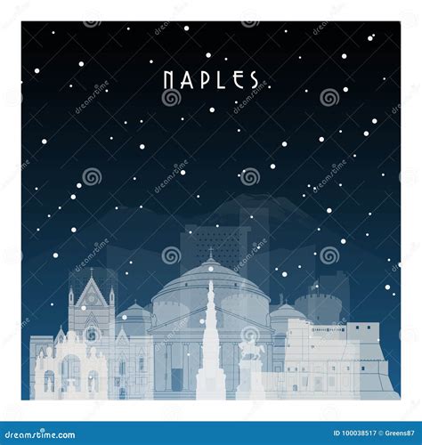 Winter night in Naples. stock vector. Illustration of abstract - 100038517