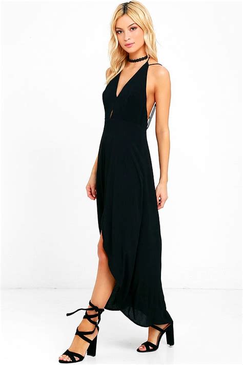 Sexy Black Dress High Low Dress Midi Dress Backless Dress 49