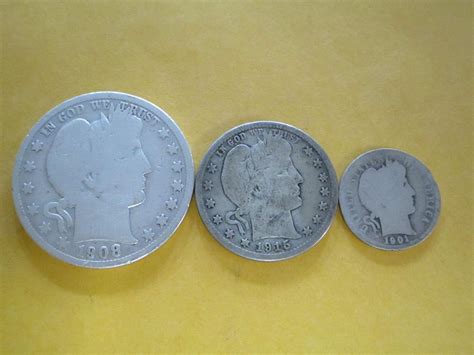 3 Antique Barber Coins