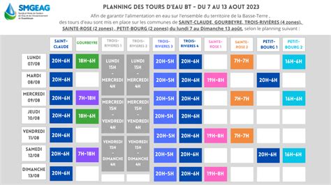 Planning Des Tours D Eau Territoires Basse Terre Centre Et Grande Terre