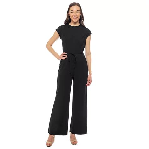 Womens Isaac Mizrahi Ruffle Scuba Crepe Jumpsuit