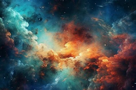 Illustration Showcasing A Vibrant Space Nebula Intricate Gas Clouds