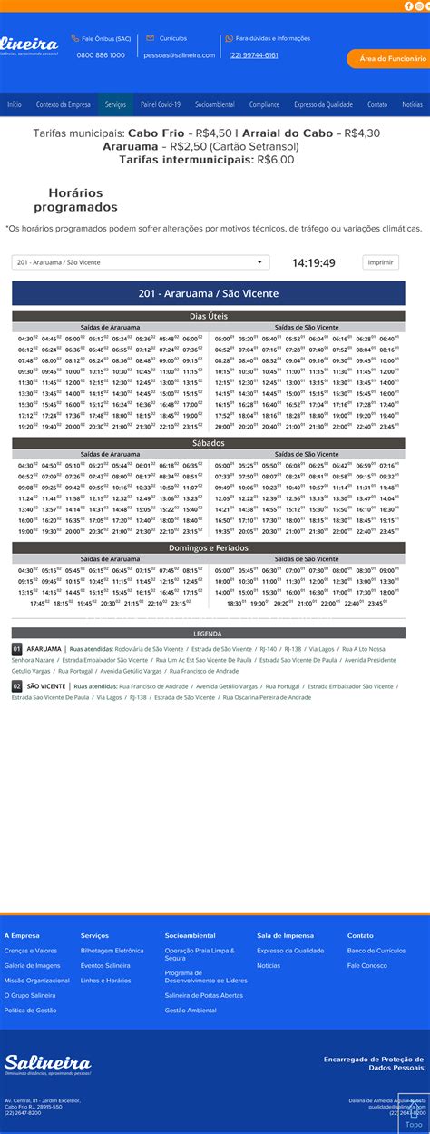 Salineira Linhas E Horarios - RETOEDU