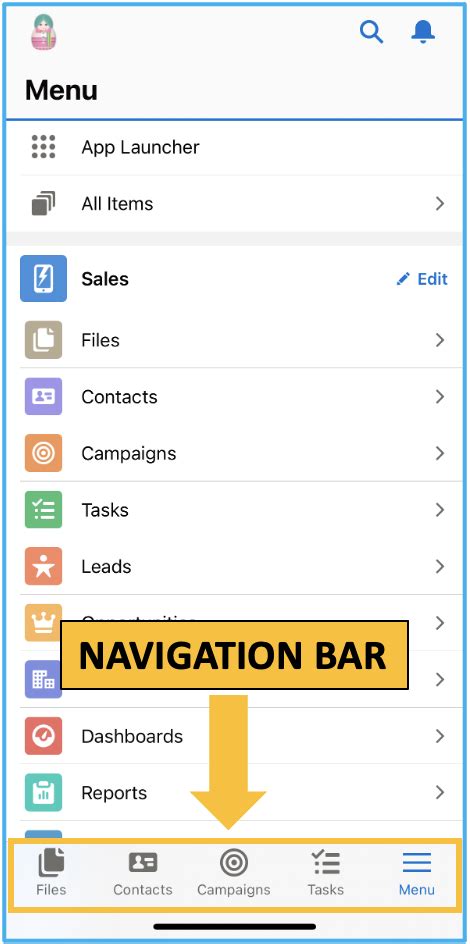 How To Customize The Salesforce Mobile App Navigation Bar And Menu Go