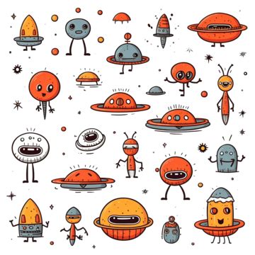 Planet Mars Doodle Space Wars Alien Collection Set Sticker Planet