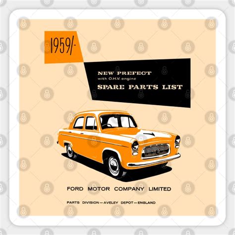 FORD PREFECT - PARTS LIST - book cover - Car - Sticker | TeePublic