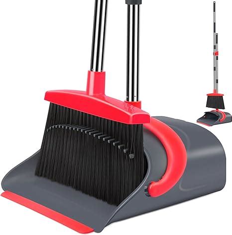 Amazon Kelamayi New Upgrade Stand Up Broom And Dustpan Combo For