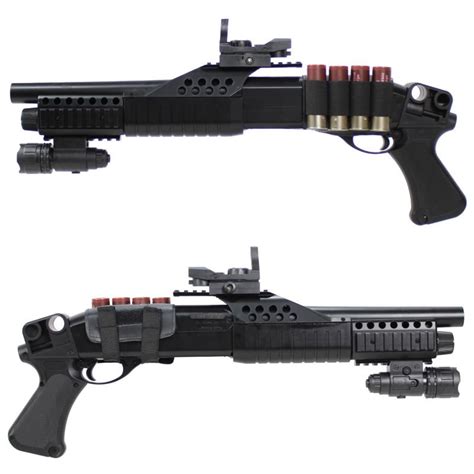 AGM Airsoft M180-A2 Sawed Shotgun w/ Lamp & Red Dot - Phenix Airsoft