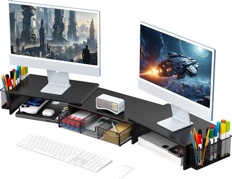 amazoncom gianotter dual monitor stand riser desk organizer
