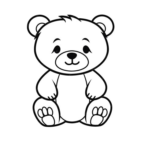 Sitting Bear Black And White Clipart