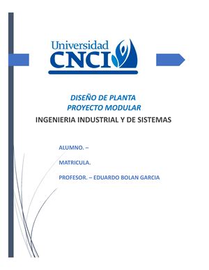 Proyecto Modular Diseño de Planta UNIVERSIDAD VIRTUAL CNCI LOURDES