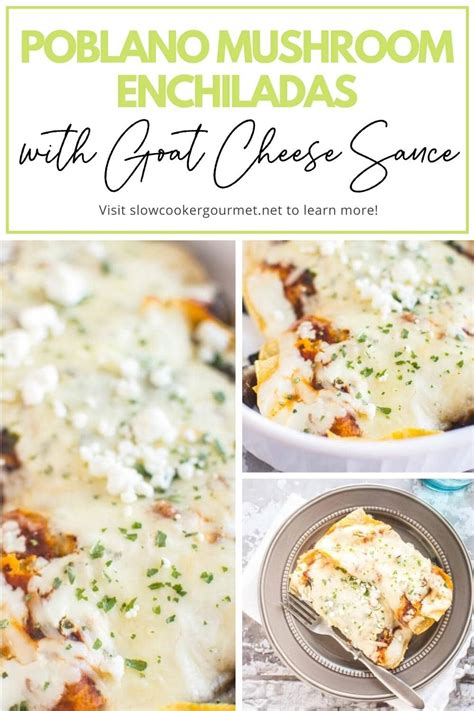 Poblano Mushroom Enchiladas With Goat Cheese Sauce Slow Cooker Gourmet