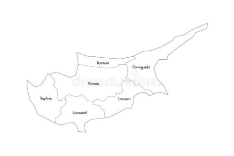 Cyprus Political Map Of Administrative Divisions Stock Vector