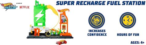 Amazon Hot Wheels City Track Set Super Recharge Fuel Station Playset With Ev Chargers