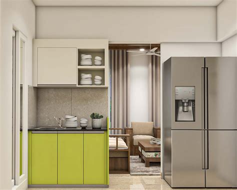 Modular Spacious Kitchen With Dual Tone Cabinets Livspace