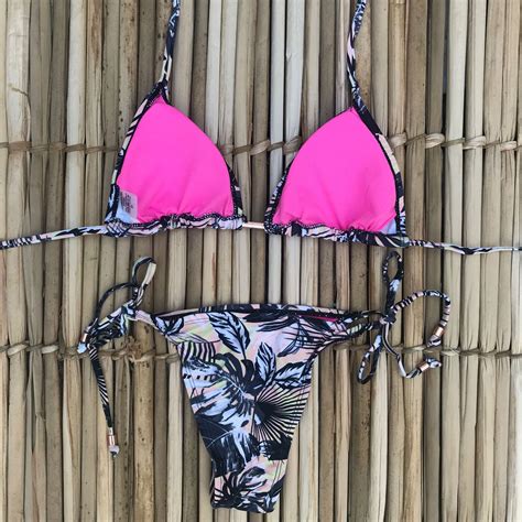 Biqu Ni Cortininha Estampado Nude Folhas Dondoca Moda Feminina