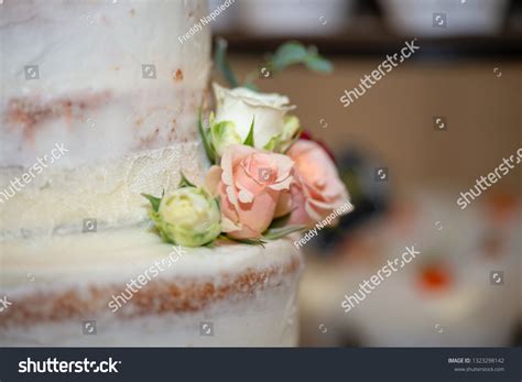 White Three Tier Naked Wedding Cake Stock Photo Shutterstock