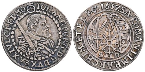 Johann Georg I 1615 1656 1 8 Reichstaler 1637 Dresden 3 41 G