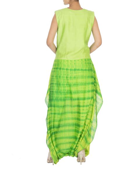 Green Dhoti Dress With Side Panels By Lotus Sutr The Secret Label